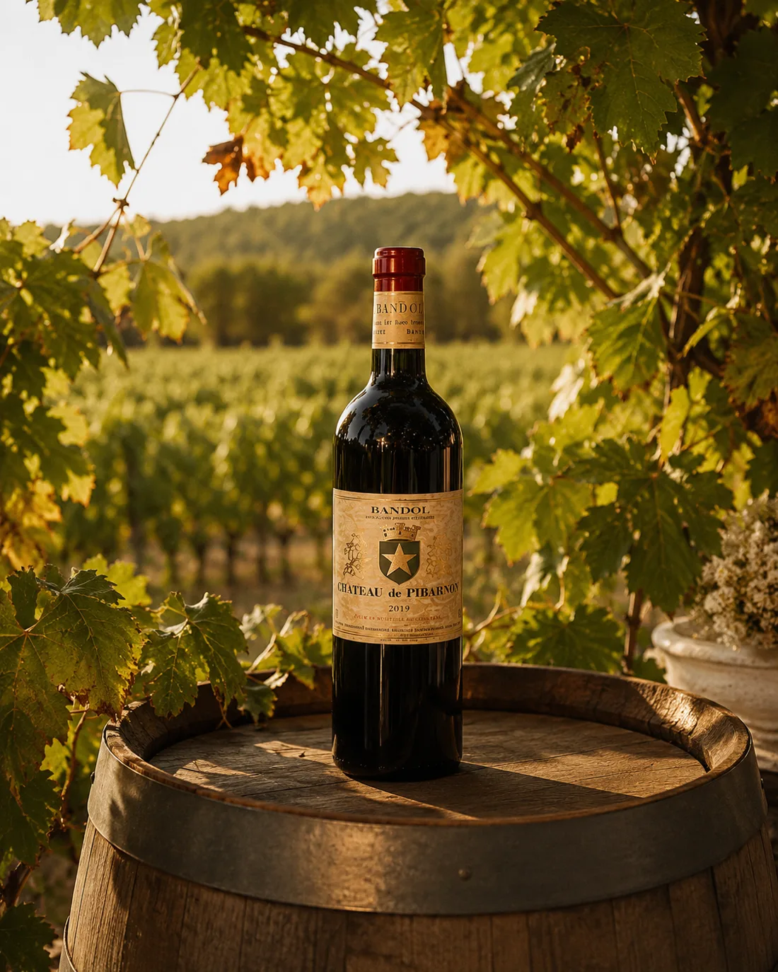 Bouteille de Bandol dans les vignes