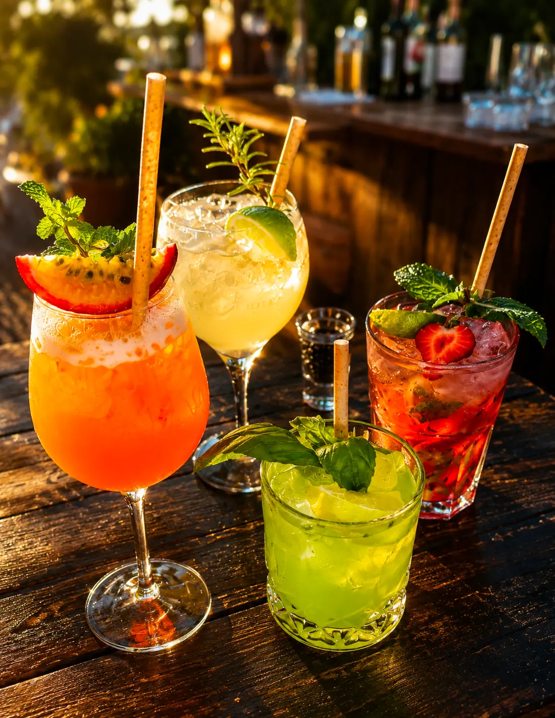 Assortiment coloré de cocktails servis au bar du Will